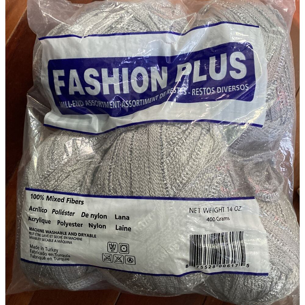 Fashion Plus Bulky Mil End Mixed Fibers Silver/Grey Made in Turkey 14 OZ NEW‎